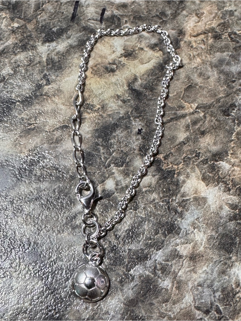 Darling Diamonds Sterling Silver Soccer Ball Charm Bracelet